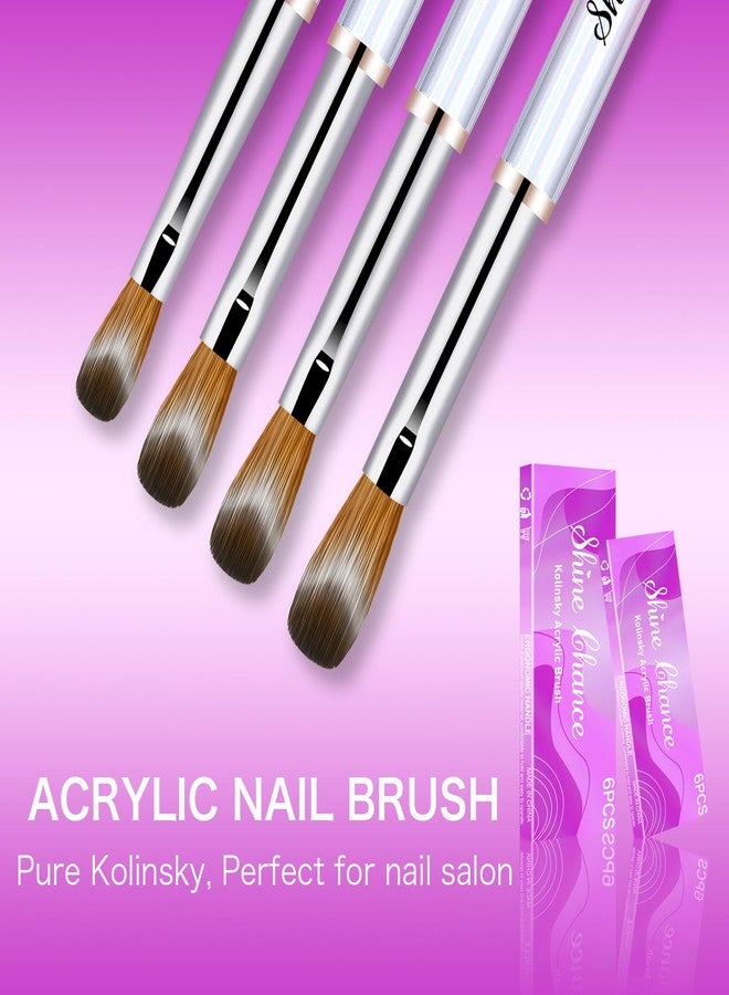Shine Chance 4Pcs Acrylic Nail Brushes Set, Kolinsky Nail Art Brush, Art Design & Polish Mistake Cleaning Manicure Tools for Women Acrylic Application (Size 6 8 12 14) - Image 4